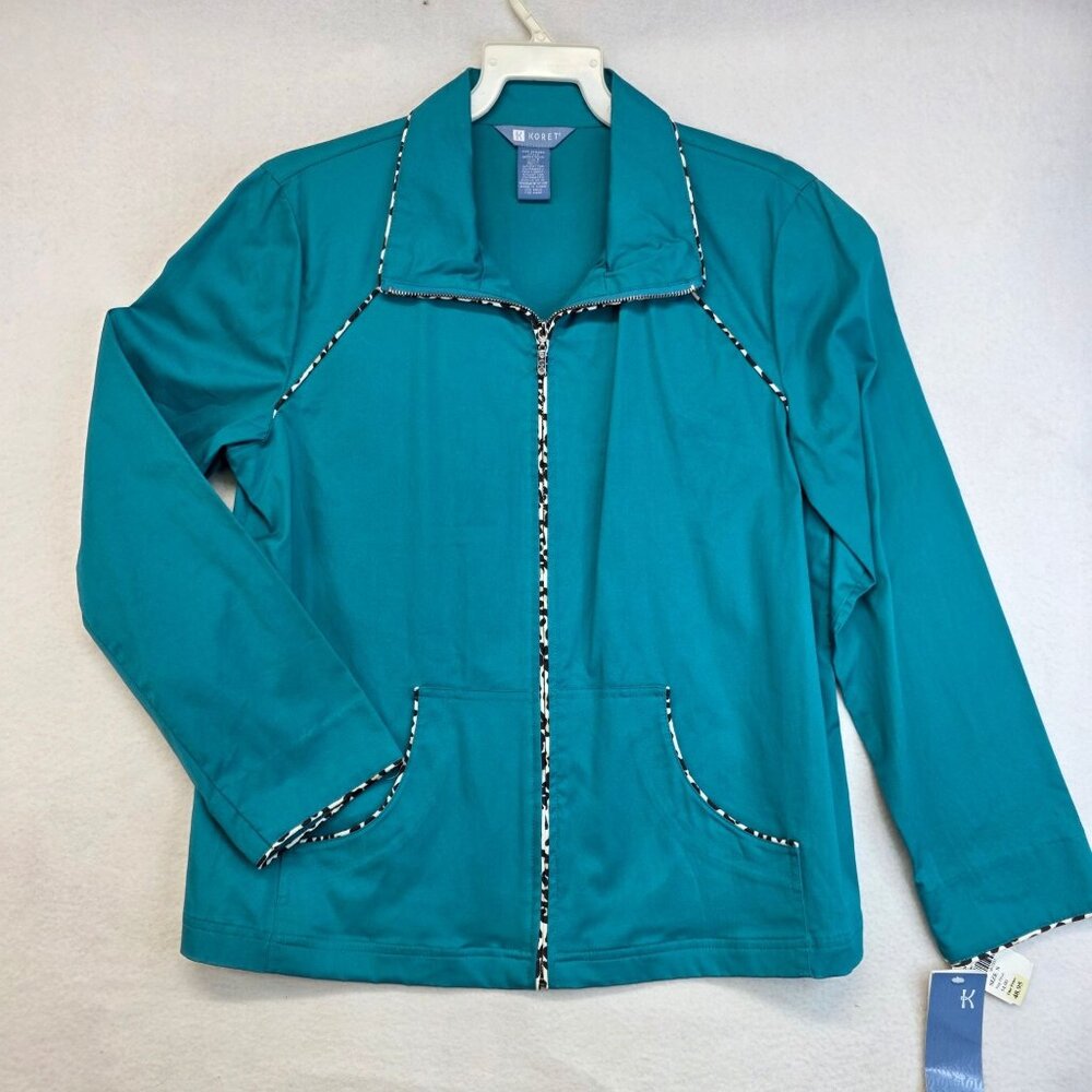 Koret Long Sleeves Twill Front Pocket Jacket Size S Aqua Windbreaker Streetwear